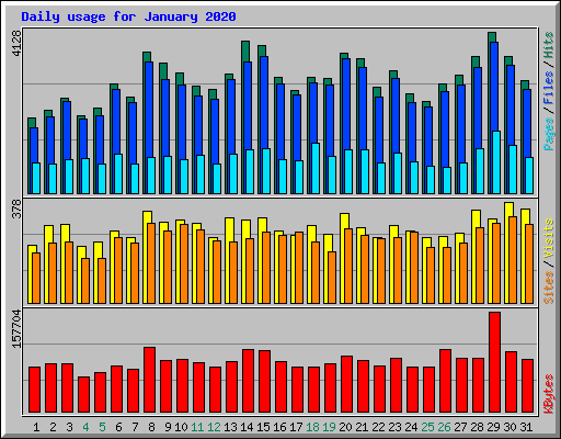 Daily usage for January 2020