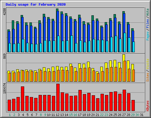 Daily usage for February 2020