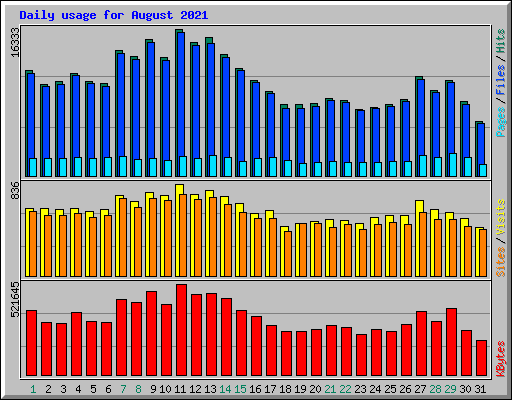 Daily usage for August 2021