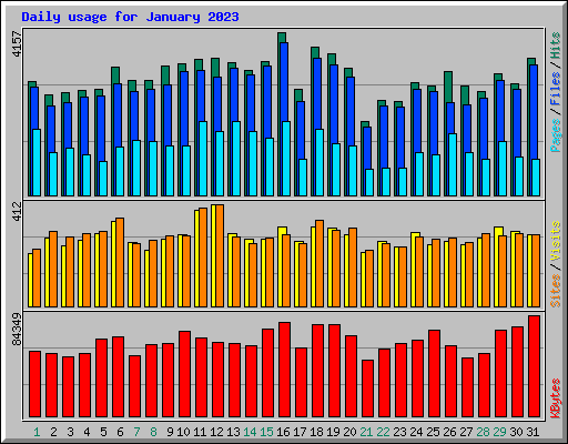 Daily usage for January 2023