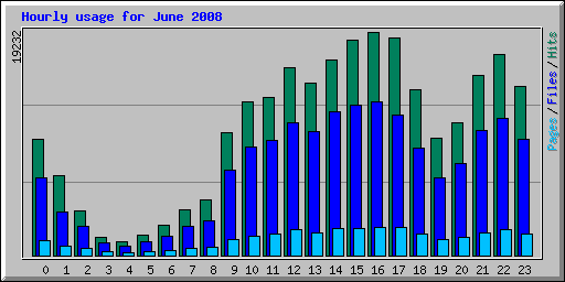 Hourly usage for June 2008