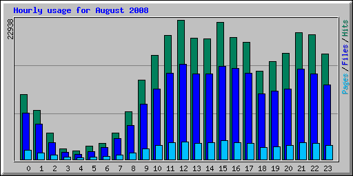 Hourly usage for August 2008