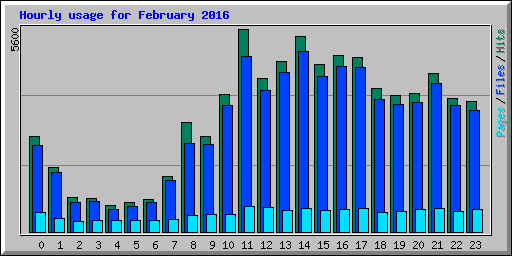 Hourly usage for February 2016